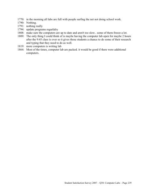 STUDENT SATISFACTION SURVEY 2007 RESPONSES TO OPEN ...