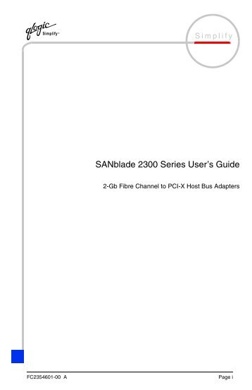 SANblade 2300 Series User's Guide - QLogic