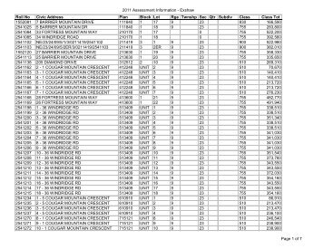 2011 Assessment Information - Exshaw Roll No Civic Address Plan ...