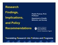 Presentation on findings, policy implications, and recommendations