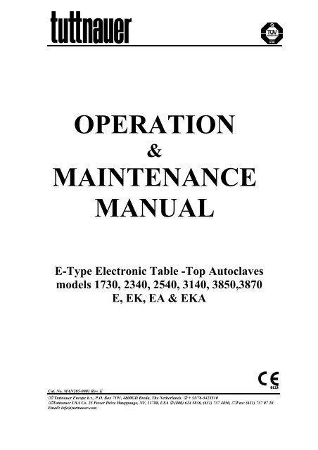 Operation Maintenance Manual Sterilizers Autoclaves