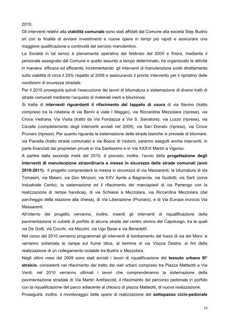 RELAZIONE PREVISIONALE E - Comune di Budrio