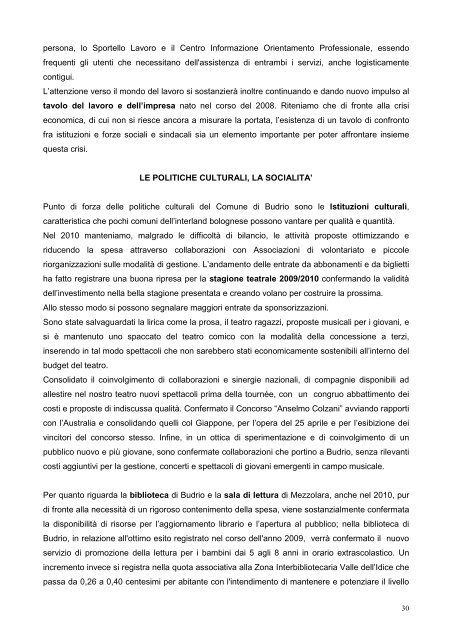 RELAZIONE PREVISIONALE E - Comune di Budrio