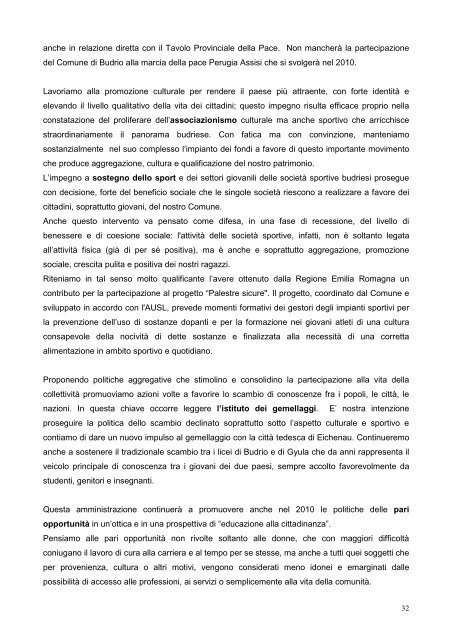 RELAZIONE PREVISIONALE E - Comune di Budrio