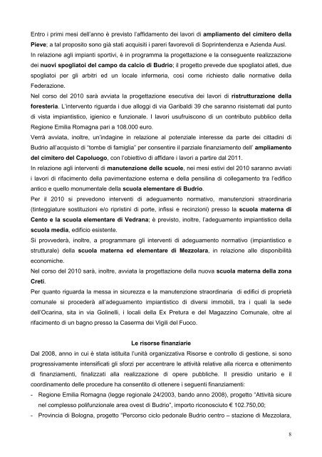 RELAZIONE PREVISIONALE E - Comune di Budrio