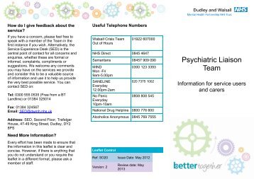 Psychiatric Liaison Team - Dudley and Walsall - Mental Health ...