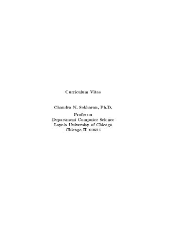 Curriculum Vitae Chandra N. Sekharan, Ph.D. Professor Department ...