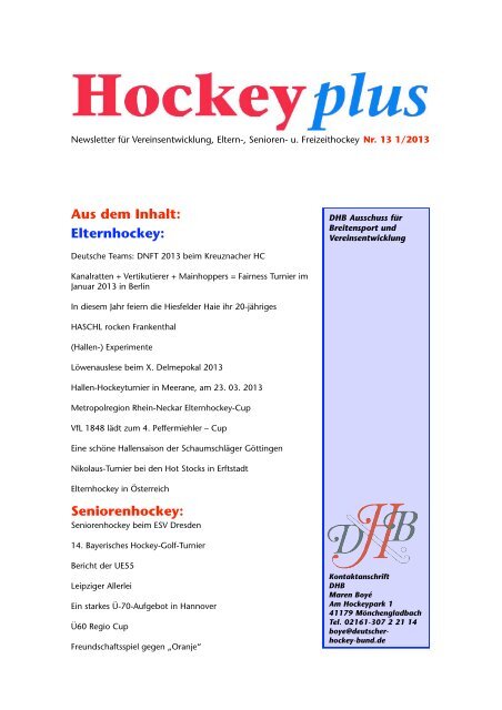 HockeyPlus Nr. 13 (PDF) - Deutscher Hockey Bund e.V.