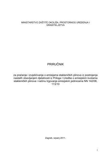 PRIRUÄNIK za praÄenje i izvjeÅ¡Äivanje o emisijama stakleniÄkih ...