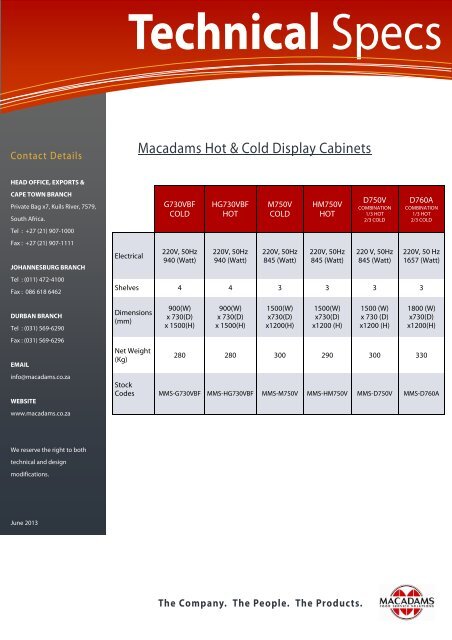 macadams hot & cold display cabinets