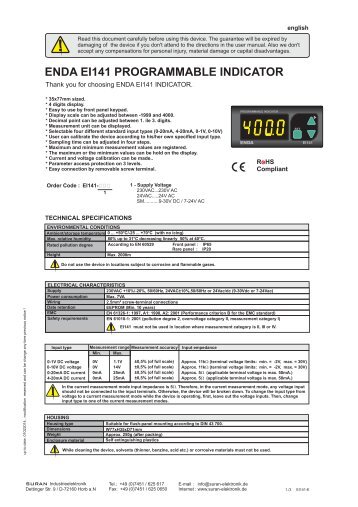 enda ei141 programmable indicator - SURAN Industrieelektronik