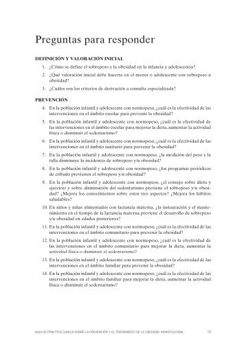 Preguntas y Recomendaciones de la GPC sobre Obesidad ...