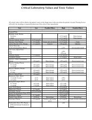 Critical Laboratory Values and Toxic Values.fm - Mayo Medical ...