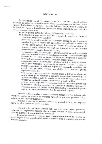 DECLARATIE In conformitate cu art. 33, punctul b din H.G. 1076 ...