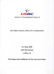 Open City Championships Results - San Diego USBC Association