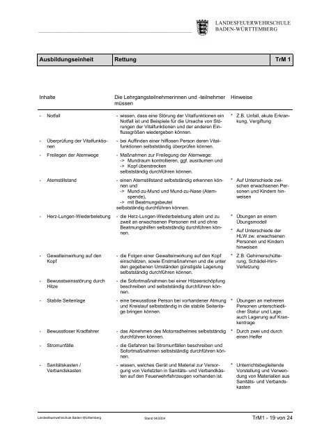 Lernzielkatalog Truppmann Teil 1 - Freiwillige Feuerwehr Eimeldingen