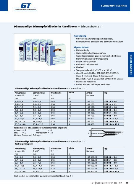 Auszug aus unserem Katalog - GT Elektrotechnische Produkte GmbH