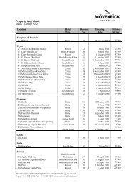 Property fact sheet - Mövenpick Hotels & Resorts