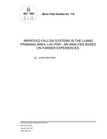 improved fallow systems in the luang prabang area, lao pdr - Afaci