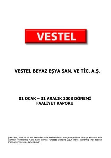 vestel beyaz eÅya san. ve tic. a.Å. - Vestel Beyaz EÅya YatÄ±rÄ±mcÄ± ...