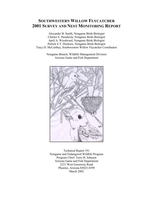 southwestern willow flycatcher 2001 survey and nest monitoring report