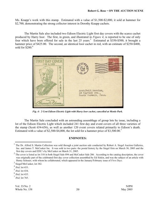 Edison First Day Brings High Price! - New Jersey Postal History ...