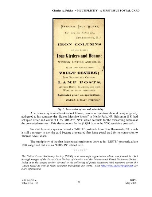 Edison First Day Brings High Price! - New Jersey Postal History ...