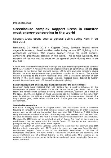 Greenhouse complex Koppert Cress in Monster ... - Lemnis Lighting
