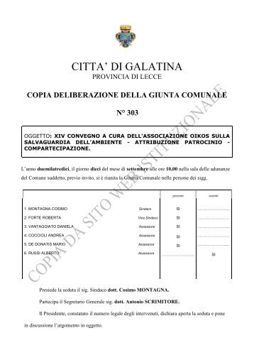 copia delibera - Comune di Galatina