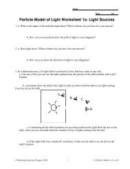 Particle Model of Light Worksheet 1a: Light ... - Modeling Physics