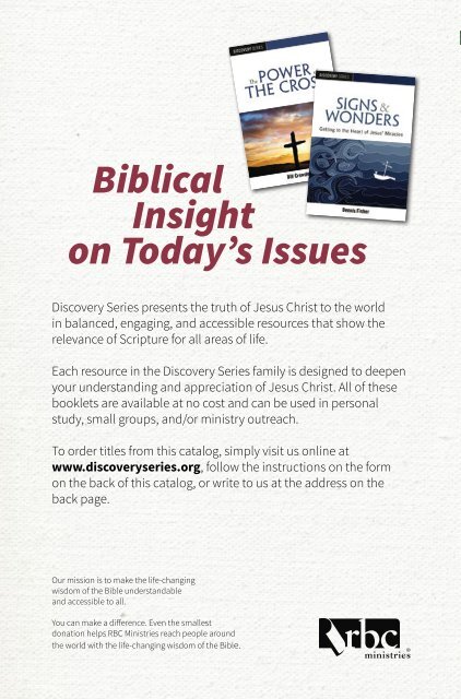 Discovery Series Resource Catalog - RBC Ministries