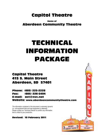 technical information package - Aberdeen Community Theatre