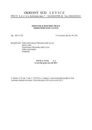 Rozvrh práce - Ministerstvo spravodlivosti SR