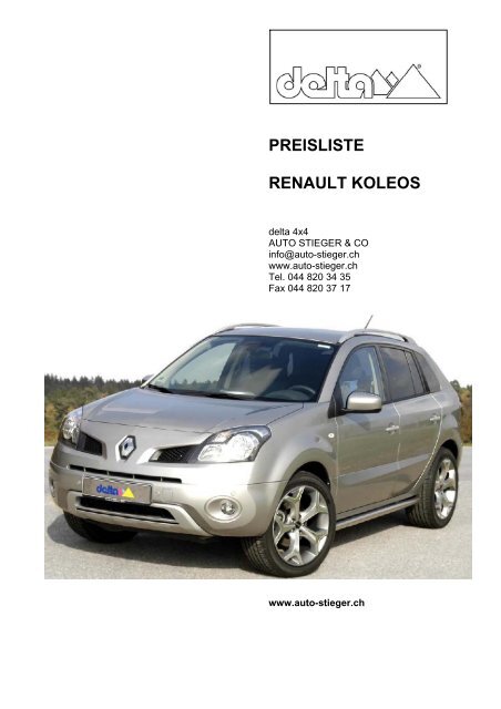 PREISLISTE RENAULT KOLEOS - Auto-Stieger