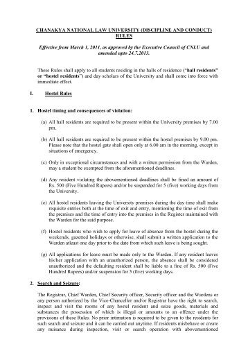 Discipline & Conduct Rules - Chanakya National Law University