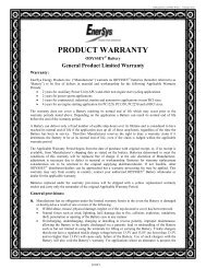 PRODUCT WARRANTY - ODYSSEY Batteries