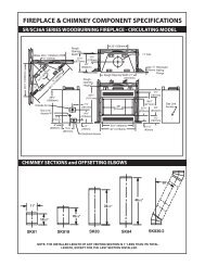 FIREPLACE & CHIMNEY COMPONENT SPECIFICATIONS