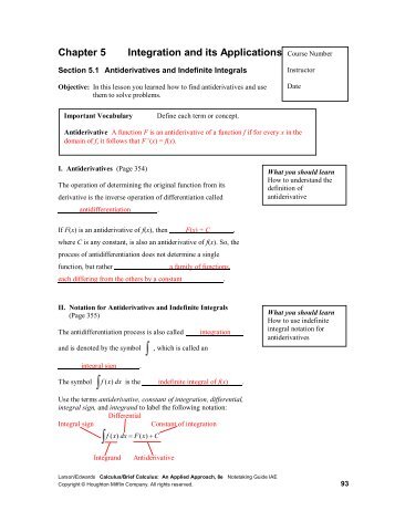 Antiderivatives and Indefinite Integrals