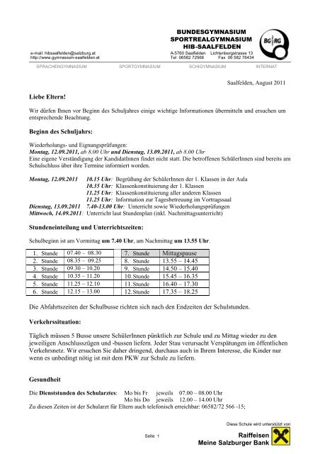 Elternbrief(TagschÃ¼ler) Nr. 1 (pdf) - HIB Saalfelden