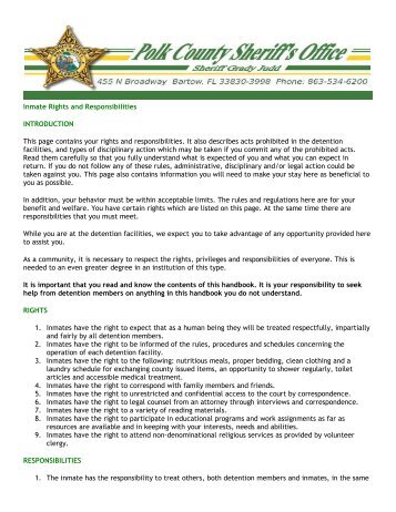 Inmate Rights and Responsibilities INTRODUCTION ... - Polk County