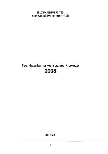 2008 - Sosyal Bilimleri Enstitüsü - Selçuk Üniversitesi