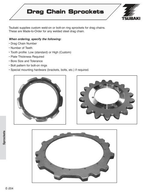 Made-to-Order Sprockets - Tsubaki