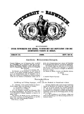 02. Zeitschrift fÃ¼r Bauwesen XIX. 1869, H. I-III= Sp. 1-144