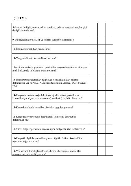 hava kargo acentalarÄ± denetleme formu