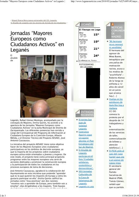 Jornadas “Mayores Europeos ... - AESAEC