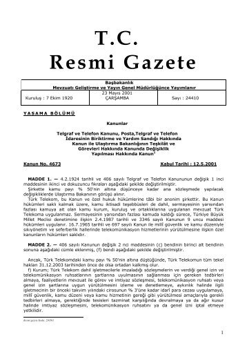 T.C. Resmi Gazete - Telekomünikasyon Kurumu