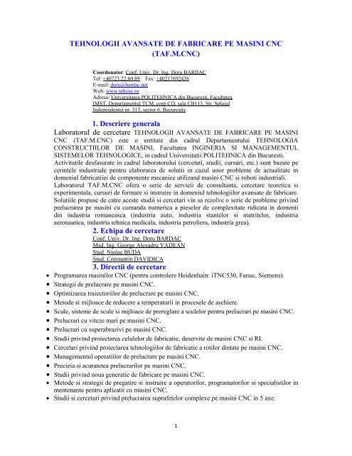 Tehnologii Avansate De Fabricare Pe Masini Cnc Imst