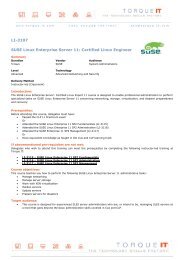 LI-3107 SUSE Linux Enterprise Server 11: Certified ... - Torque IT