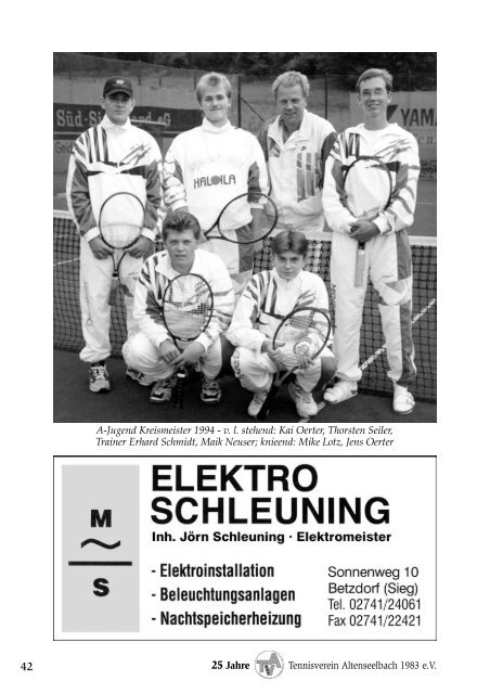 Festschrift 25 Jahre TVA - Tennisverein Altenseelbach eV - T-Online