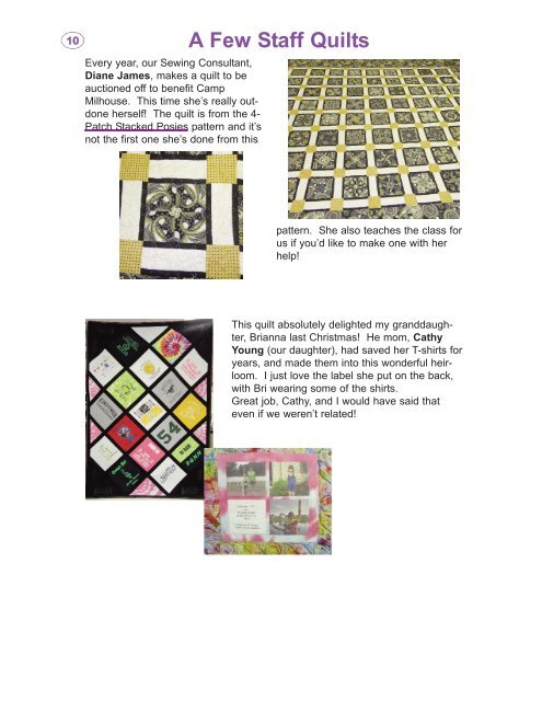 Erica's Craft & Sewing Center Online Newsletter April-June 2012